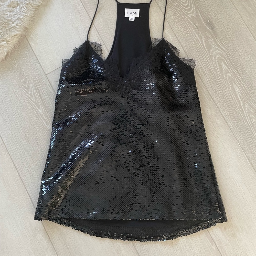 Cami NYC Black Sequin Cami Size XS Extra Small